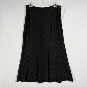 Vtg 90s Y2K David Brooks Black Chevron Pinstripe A-Line Midi Skirt Size 10 NWT